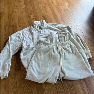 Elwood - Quarter Button Up Sweatshirt & Straight Leg Sweatpants - Matching Set